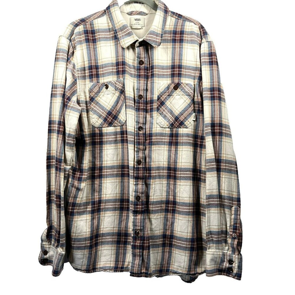 Vans Men's Flannel Shirt Size Large Off The Wall Plaid Long‎ Sleeve Button Up